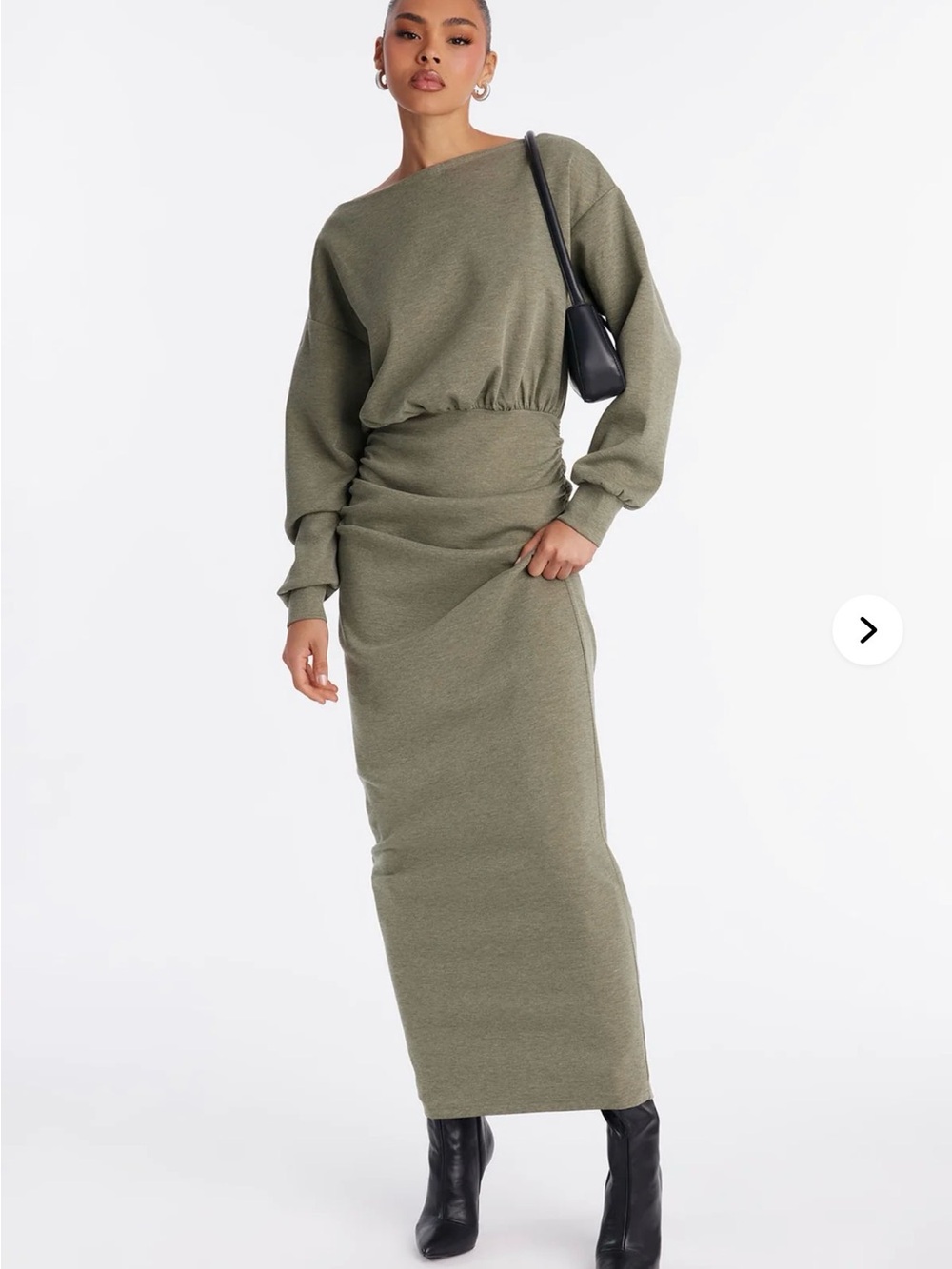 Fashion Nova Olive Green Long Sleeve Maxi Dress
